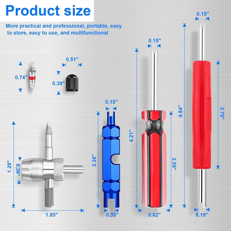 ptiysta 44pcs Stem Removal Tool, Spool Removal and Installation Tool, Four-Way Valve Tool, Spool, Stem Cover. Suitable for All Types of Tires - Image 2